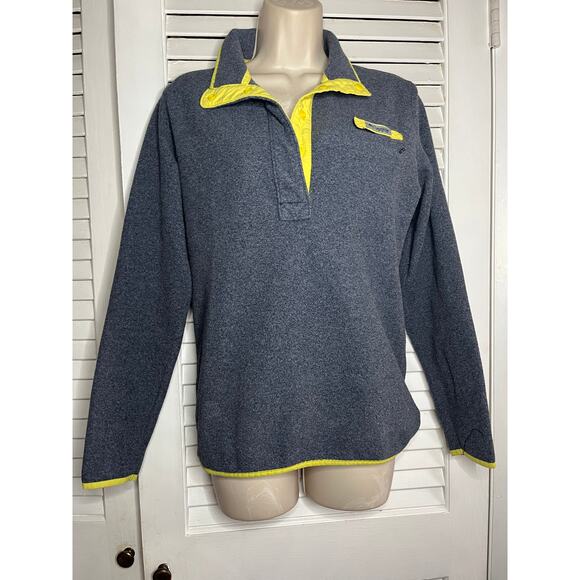 Columbia‎ gray/yellow 1/4 snap fleece top size S Excellent front pocket - Picture 1 of 6